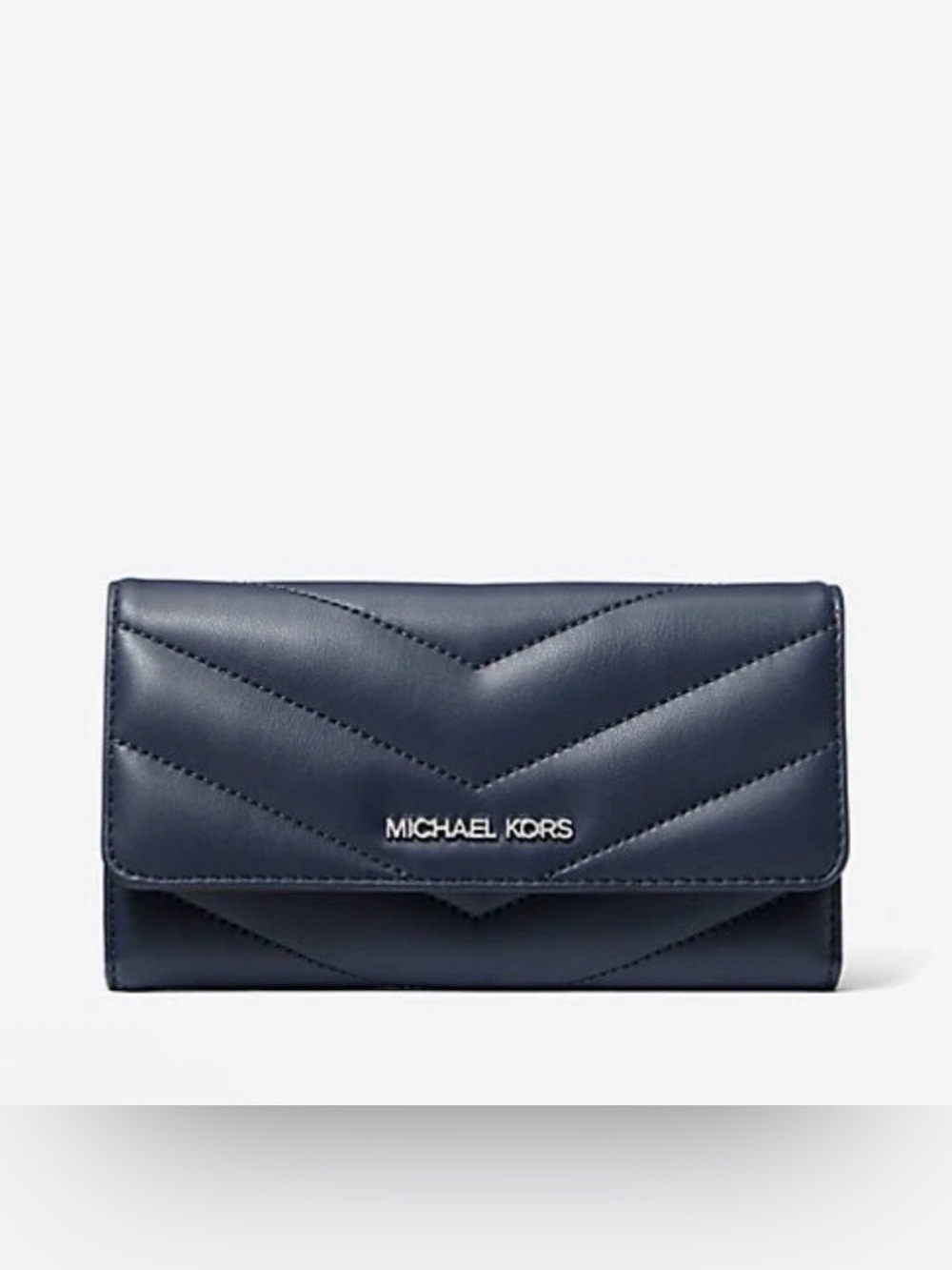 navy blue leather w/silver-tone hardware. NWT
